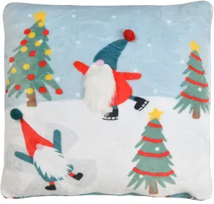 Smart Living Super Soft Ice Skating Xmas Gonk Santa Filled Cushion