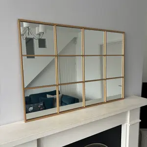 Rectangle Metal Window Panel Mirror Gold / 90cm H x 60cm W