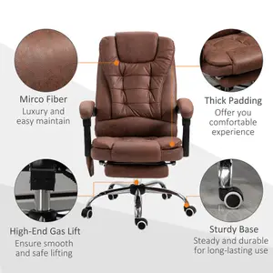 Vinsetto Ergonomic Heated 6 Points Vibration Massage Office Chair Brown