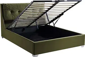 Hadley Moss Green Velvet Ottoman Storage Bed King - Daals - Beds