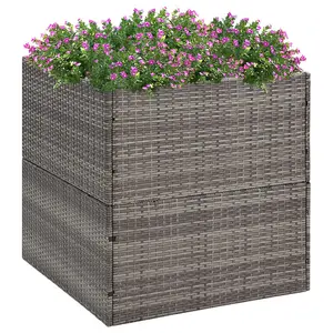 Berkfield Garden Planter Grey 80x80x80 cm Poly Rattan