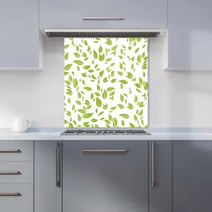 Green Leaves Premium Glass Kitchen Splashback W600mm x H650mm