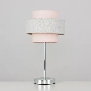 Bogaerts Metal Table Lamp Dusky Pink/Herringbone / Included