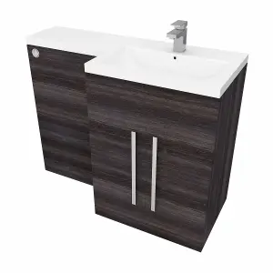 Rinse Bathrooms 1100mm RH Vanity Unit with Basin and Back to Wall Unit Bathroom Storage Unit Free Standing Grey