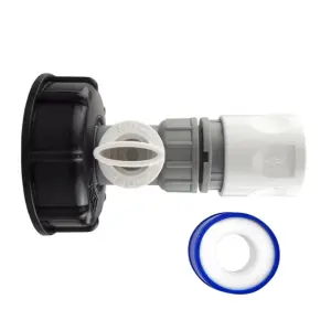 Complete IBC S60X6 Cap Kit with Valve Tap Adapter, Female Hose Connector, and PTFE Tape