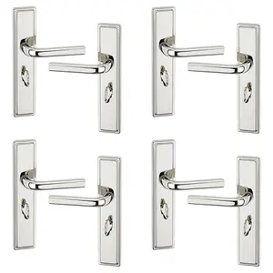 URBNLIVING 221mm Length 8 Pcs Westminster Metal & Polished Nickel Lever Latch Door Bathroom Handle Set