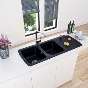 Astini Harrison 2.0 Bowl Black Composite Synthetic Kitchen Sink & Waste