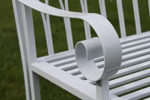 Versailles Folding Metal Garden Bench in White Finish