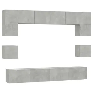 Berkfield 8 Piece TV Cabinet Set Concrete Grey Engineered Wood