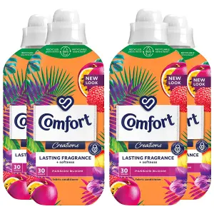 Comfort Fabric Conditioner Lasting Fragrance Passion Bloom 900ml 30W, 4 Pack