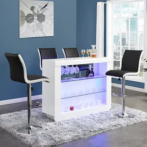 Fiesta White High Gloss Bar Table 4 Ritz Black White Stools