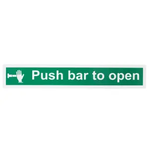 EAI - Push Bar To Open Sign 600x100mm Self Adh Semi Rigid PVC