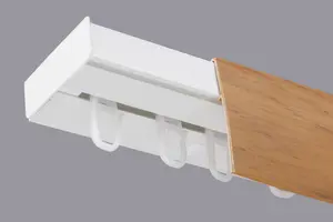 Single Curtain Ceiling Rail Track PCV 200 cm (L) HOOKS + ALDER COVER