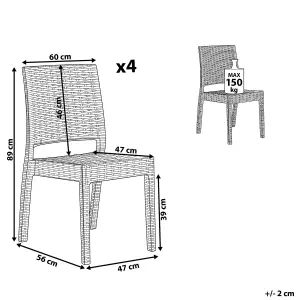 Set of 4 Garden Chairs FOSSANO Synthetic Material Light Grey