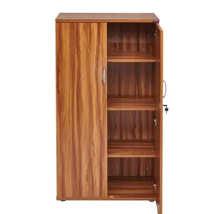 Nautilus Designs 2 Door Storage Cupboard 3 Shelf Walnut Effect (H)1600mm (W)800mm