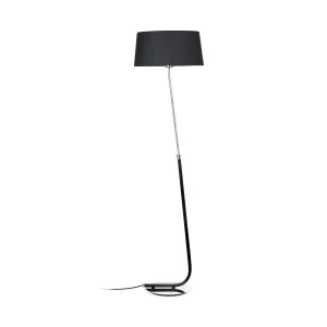 Luminosa Hotel 1 Light Floor Lamp Chrome, Black, E27