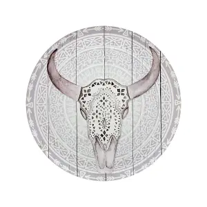 Grindstore Bull Skull Decorative Tin Plate White (One Size)