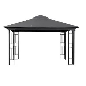 Dark Grey Rectangle Garden Gazebo Shade  UV Resistant Pergola 280cm H