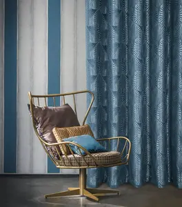 Home Curtains Chrissy Jacquard Fully Lined 65w x 54d" (165x137cm) Blue Eyelet Curtains (PAIR)