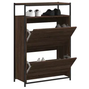 Shoe Cabinet Brown Oak 75x34x112 Engineered Wood