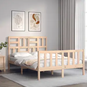 Berkfield Bed Frame with Headboard Small Double Solid Wood