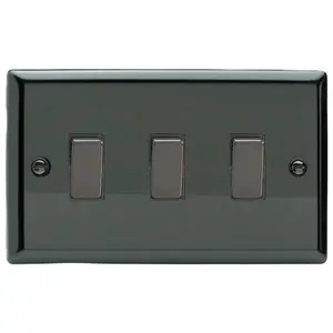 Varilight 3-Gang 10A 1- or 2-Way Rocker Switch (Twin Plate) Iridium