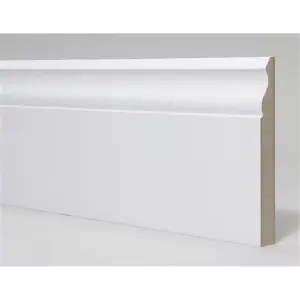 PACK OF 10 (Total 10 Units) - 18mm x 168mm White Primed MDF Ogee Skirting Board - 2700mm Length