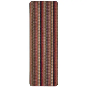 Brown Striped Dotted 8mm Thick Rectangle Mat For Bathroom, Kitchen, Easy to Clean Dotted Mat - 80cm X 140cm