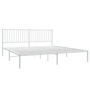 Berkfield Metal Bed Frame with Headboard White 180x200 cm 6FT Super King