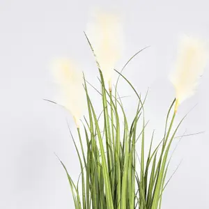 Blooming Artificial - 120cm / 4ft Green / Cream Artificial Pampas Grass