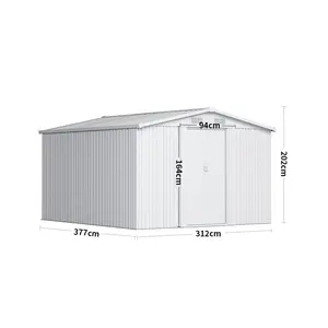 10 ft. W x 12 ft. D Metal Apex Garden Shed with Foundation Grey