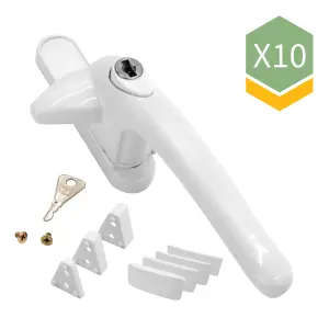 Universal Cockspur Window Handle Kit (10 Pack) - Right, White/White