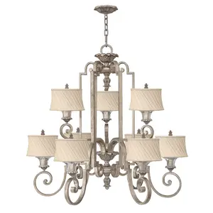 Elstead Kingsley 9 Light Multi Arm Chandelier Silver Leaf Finish, E27