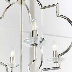 Luminosa Garland 4 Light Ceiling Pendant Polished Nickel & Clear Crystal Glass, E14