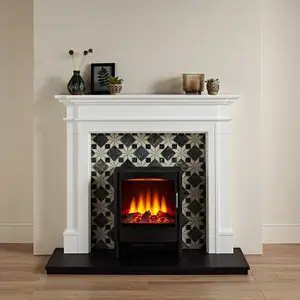 Focal Point Montana White & black MDF Timeless Fireplace surround set