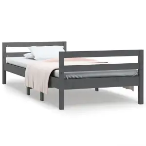 Berkfield Bed Frame Grey 90x200 cm Solid Wood Pine