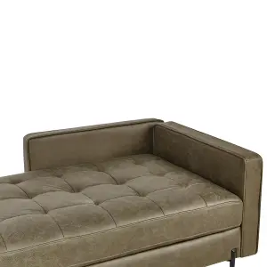 Right Hand Faux Leather Chaise Lounge Green REBAIS