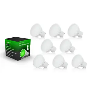 Auraglow LED Coloured GU10 - GREEN-8 Pack