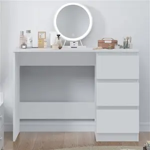 Warren 3 Drawer Dressing Table Study Desk - Modern No-Handle Design Hashtag Home Colour: White