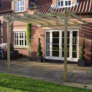 Wall Mounted Garden Pergola - Wood - L360 x W420 x H270 cm - Light Green