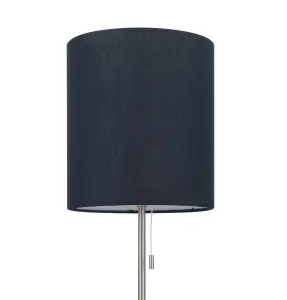 GoodHome Penistone Straight Brushed Navy Chrome effect Table lamp