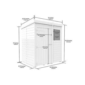 DIY Sheds 5x5 Pent Shed - Single Door With Windows