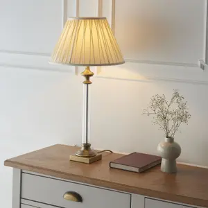 Table Lamp - Antique Chrome & Clear Glass - 10W LED E27 - Bedside Light