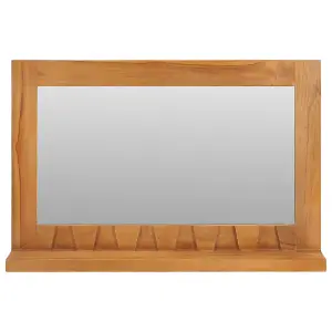 Berkfield Wall Mirror with Shelf 60x12x40 cm Solid Teak Wood