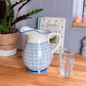 Nicola Spring - Hand-Printed Water Jug - 2.2 Litre - Navy - Pack of 6