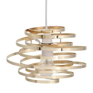 First Choice Lighting Set of 2 Gold Metal Swirl Easy Fit Light Shades