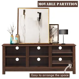 Costway TV Stand for TVs up to 55" Wooden 6 Storage Compartments TV Cabinet Table