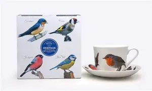 Garden Birds Jumbo Bone China Cappuccino Cup And Saucer HERITAGE