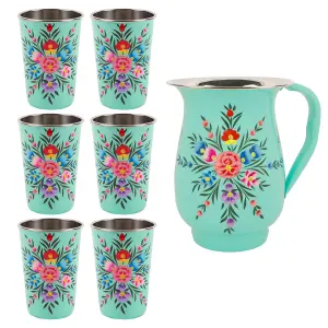 BillyCan - Picnic Jug Set - 400ml  - Mint Pansy - 7pc