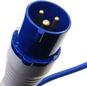 16A 2P+E Hook Up Plug to 13A 4 Gang Socket Mains Extension Cable Lead, 240V, 15m, Blue, for Caravan Site Camping Motorhome Marina